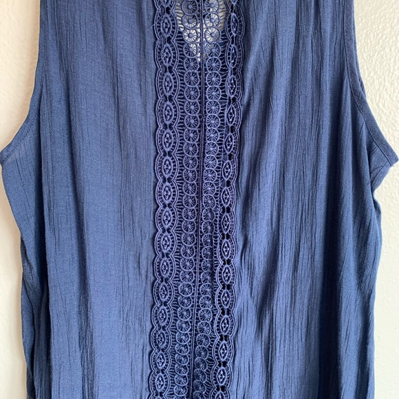 By & By navy sheer tank with lace. - Picture 4 of 5
